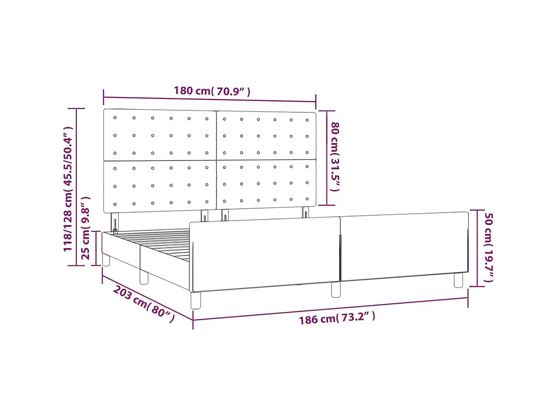 Cadre de lit sans matelas crème tissu