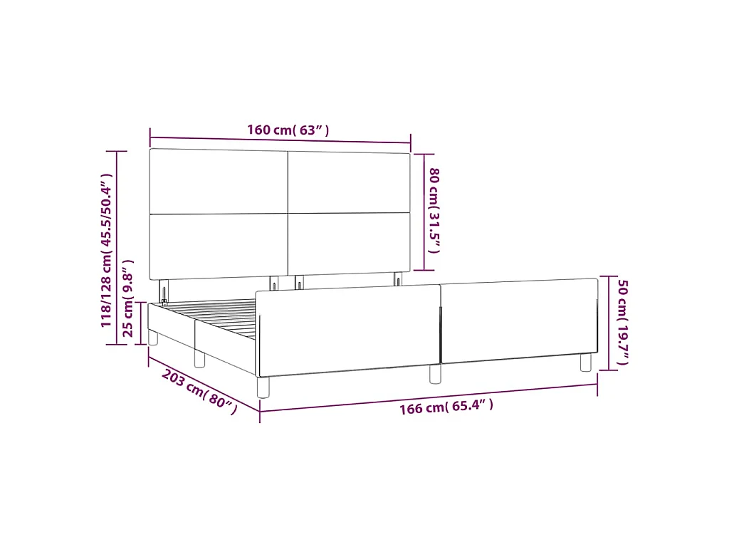 Bedframe met hoofdbord kunstleer grijs 160x200 cm