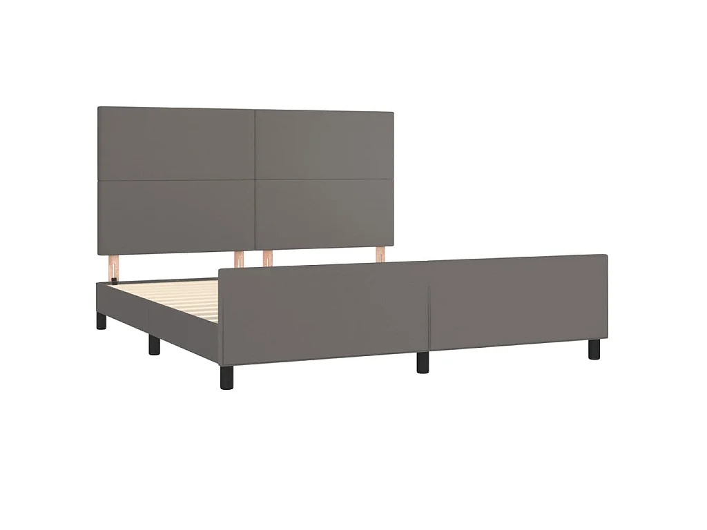Bedframe met hoofdbord kunstleer grijs 160x200 cm