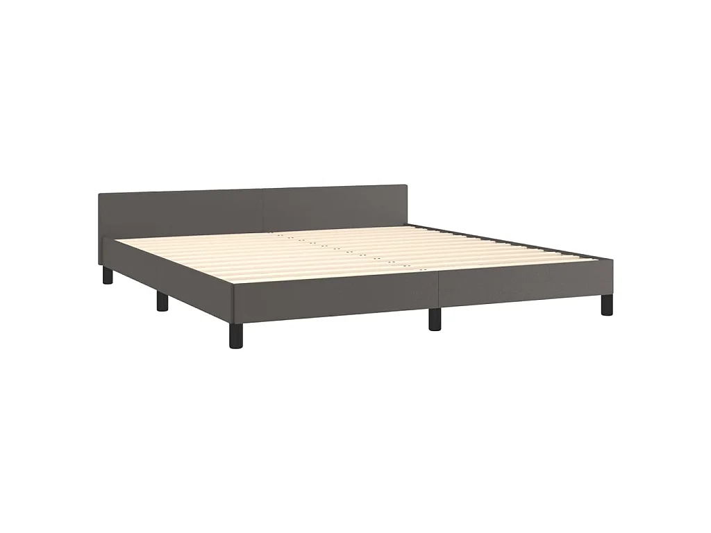 Bedframe met hoofdbord kunstleer grijs 160x200 cm