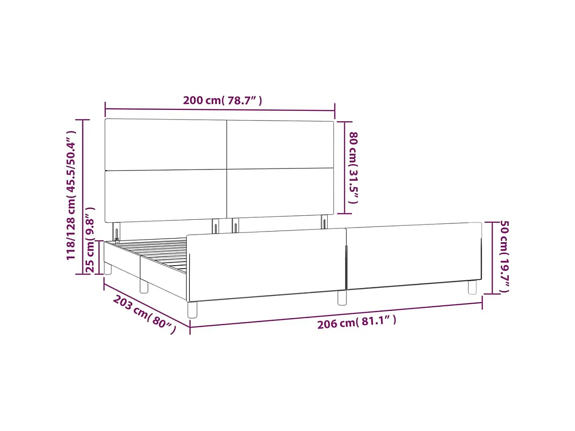 Cadre de lit sans matelas taupe 200x200 cm tissu