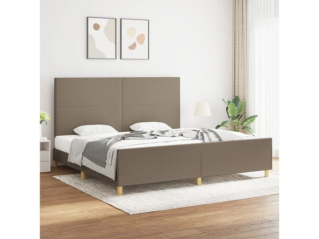 Cadre de lit sans matelas taupe 200x200 cm tissu