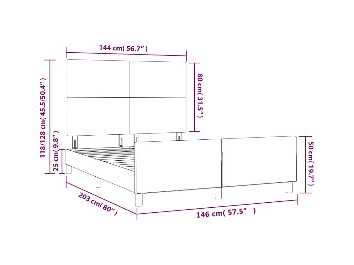 Bettgestell mit Kopfteil Grau 140x200 cm Kunstleder