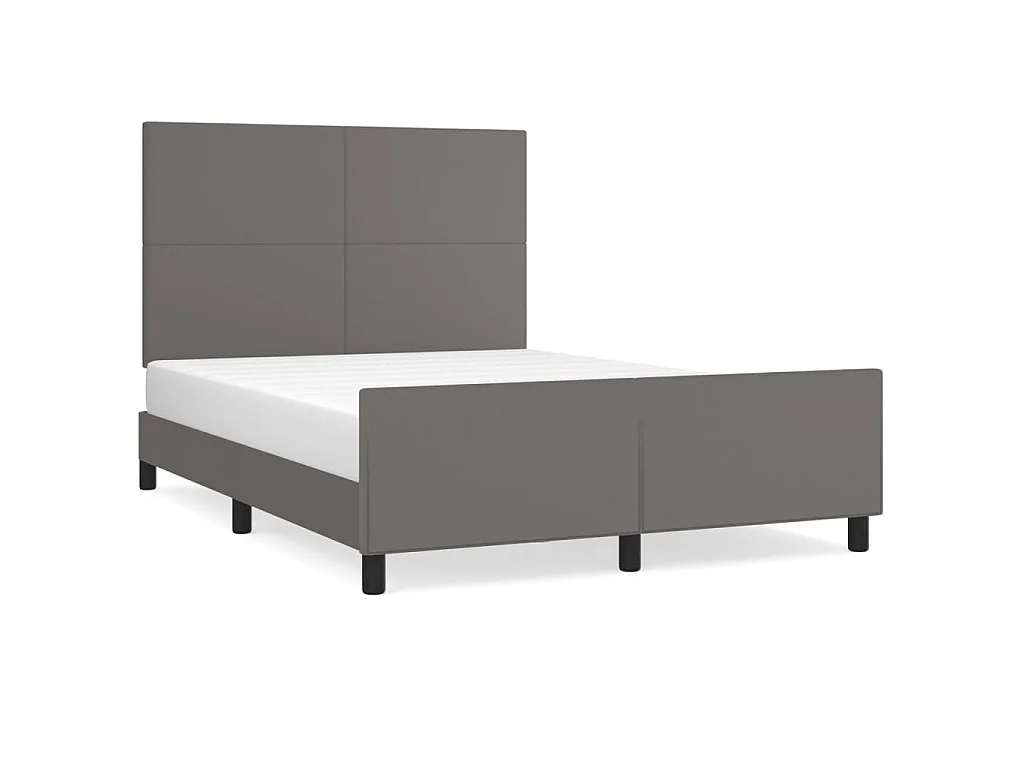 Bettgestell mit Kopfteil Grau 140x200 cm Kunstleder