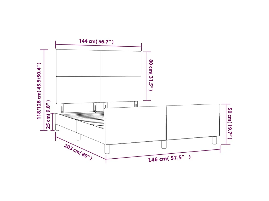Bettgestell mit Kopfteil Grau 140x200 cm Kunstleder