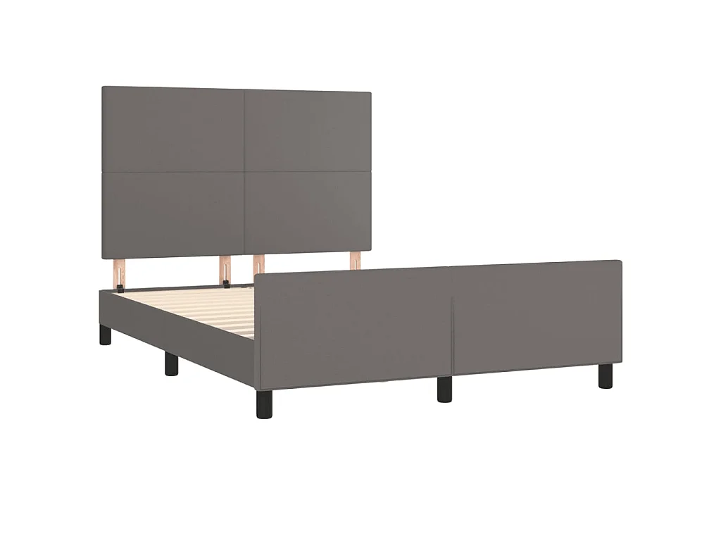 Bettgestell mit Kopfteil Grau 140x200 cm Kunstleder