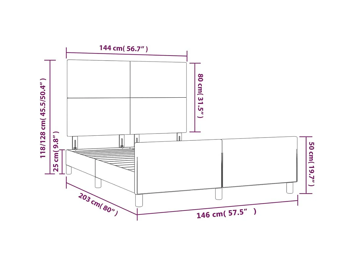 Cadre de lit sans matelas bleu 140x200 cm tissu