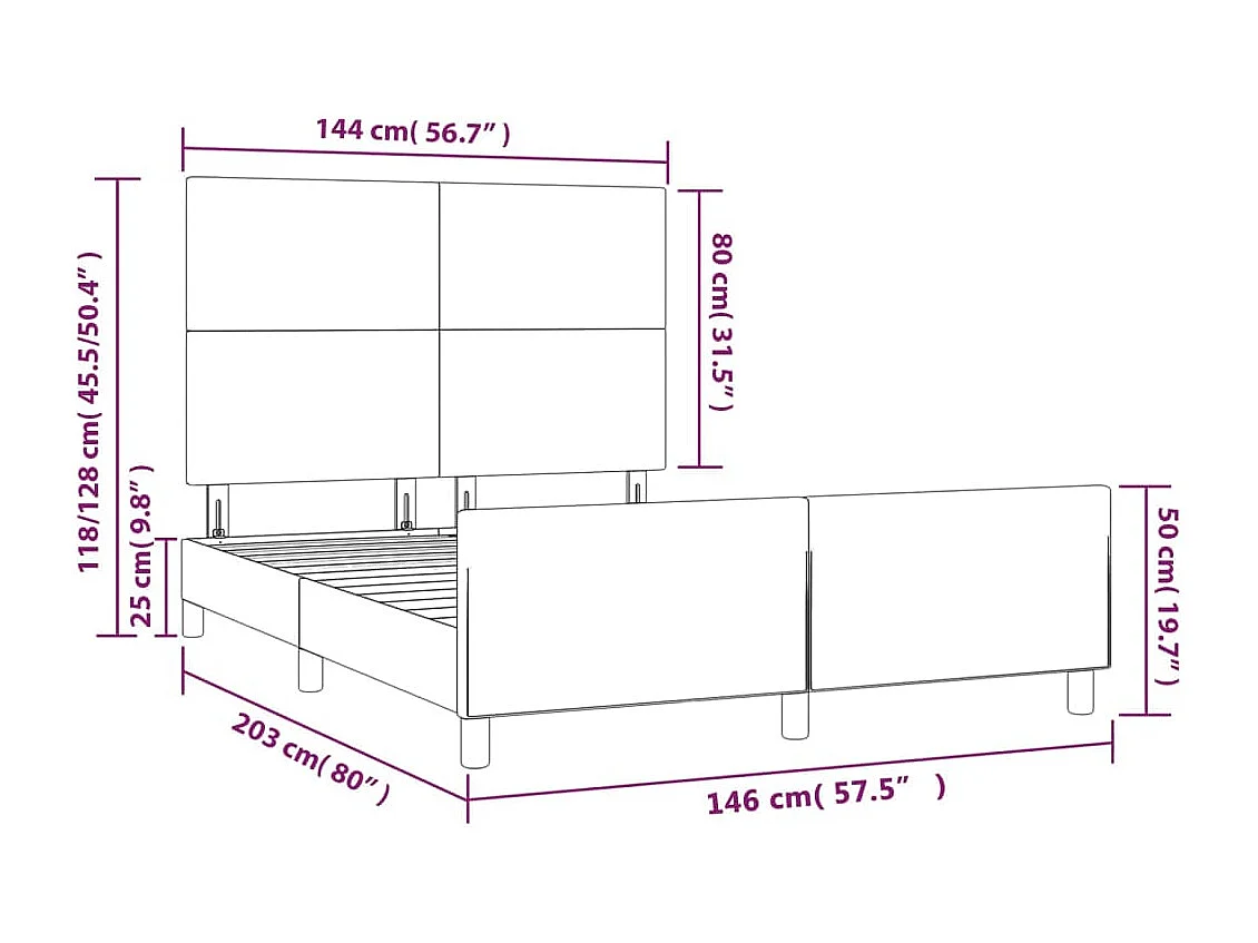 Cadre de lit sans matelas bleu 140x200 cm tissu