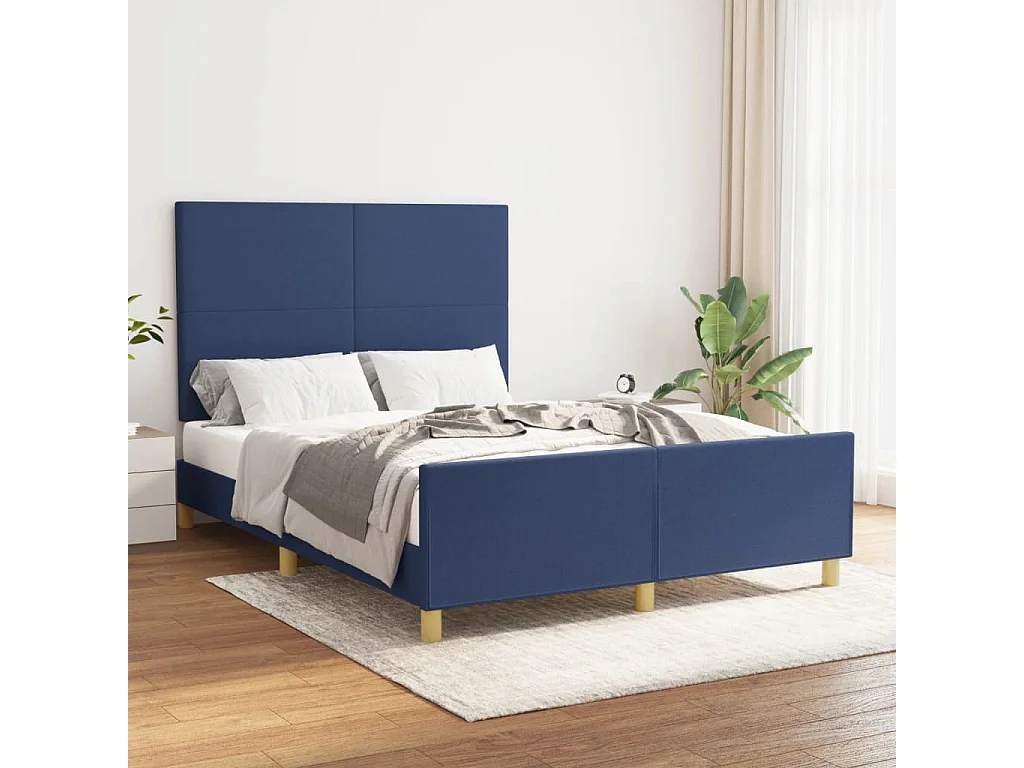 Cadre de lit sans matelas bleu 140x200 cm tissu