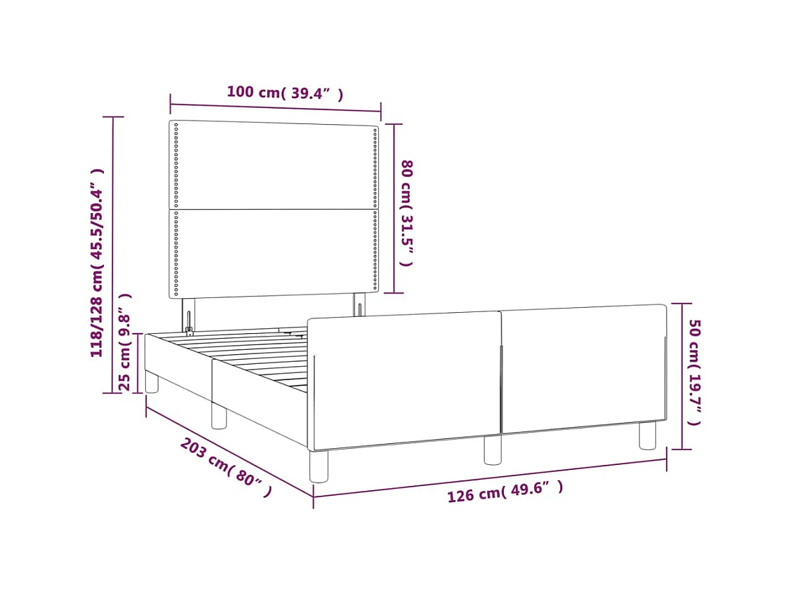 Estructura de cama sin colchón tela marrón oscuro 120x200 cm