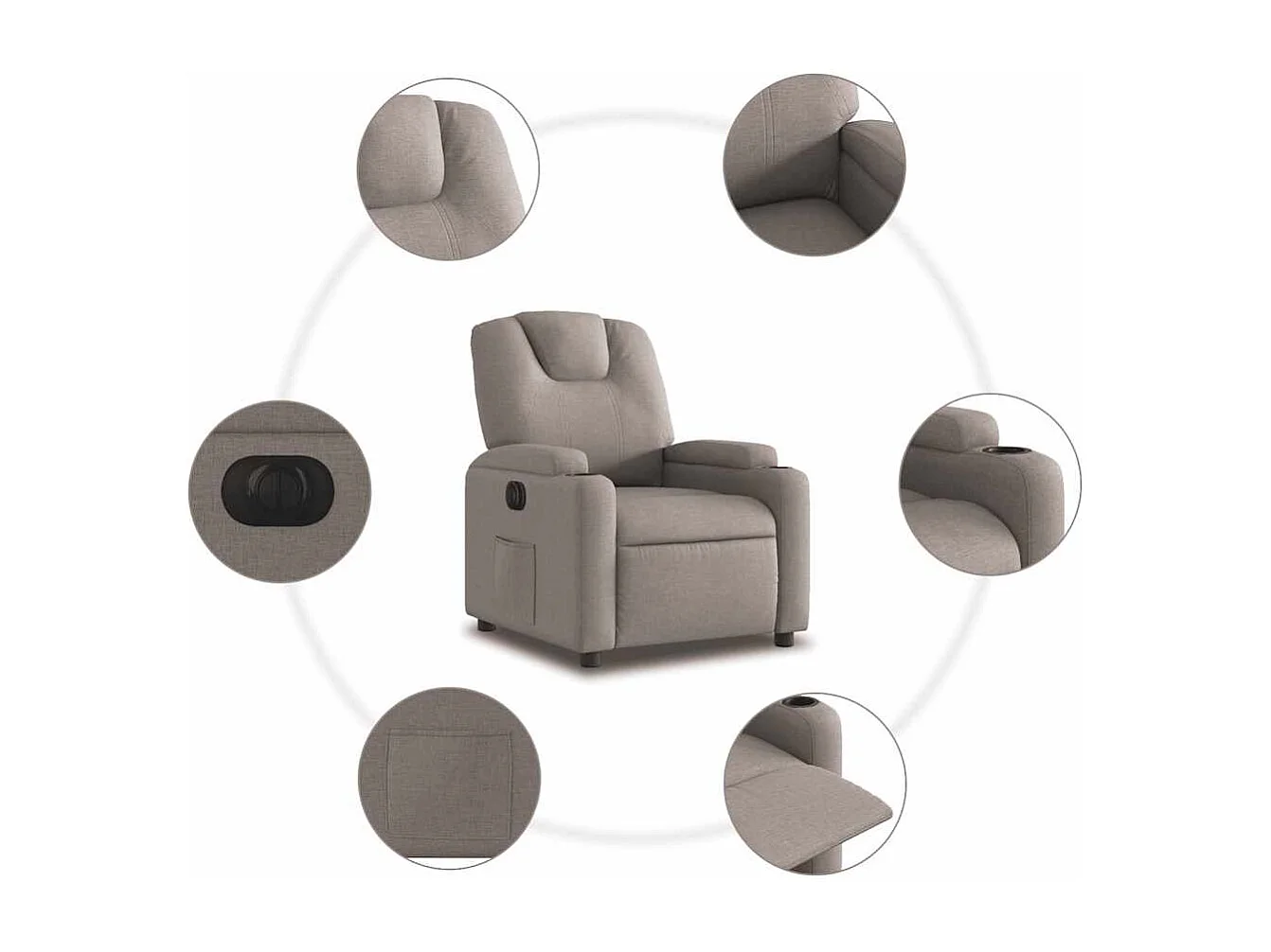 Relaxsessel Elektrisch Taupe Stoff