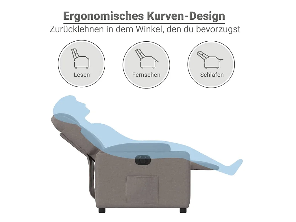 Fauteuil inclinable électrique Taupe Tissu