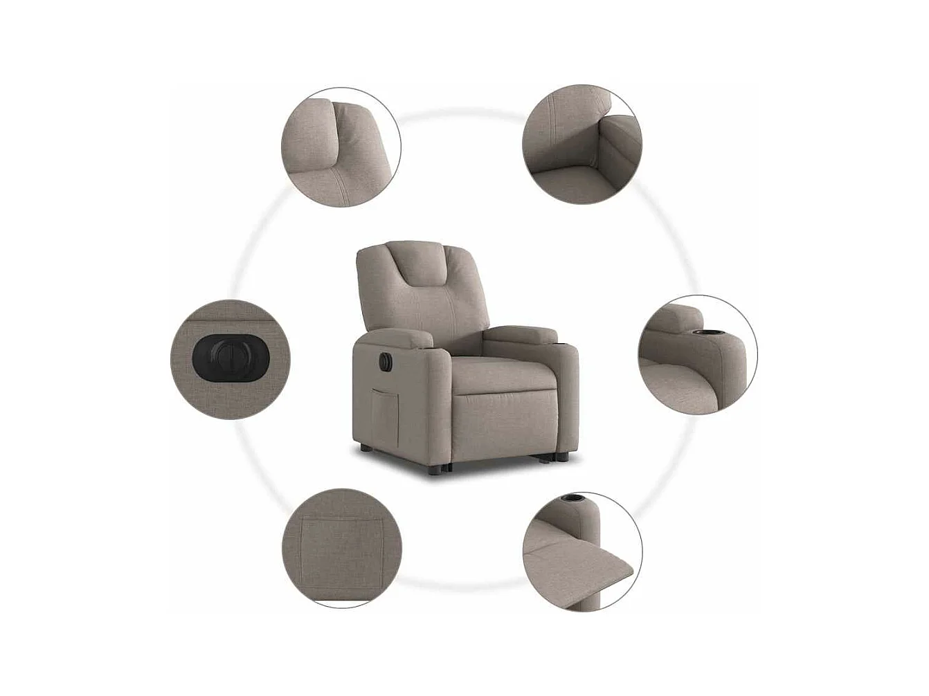 Fauteuil inclinable électrique taupe tissu