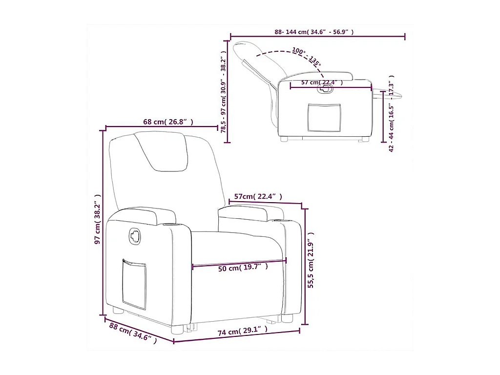 Fauteuil inclinable Gris foncé Tissu