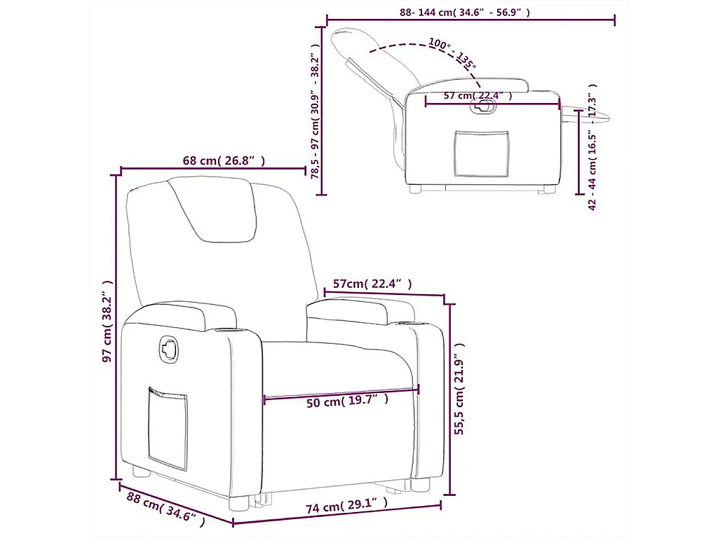 Fauteuil inclinable Gris foncé Tissu