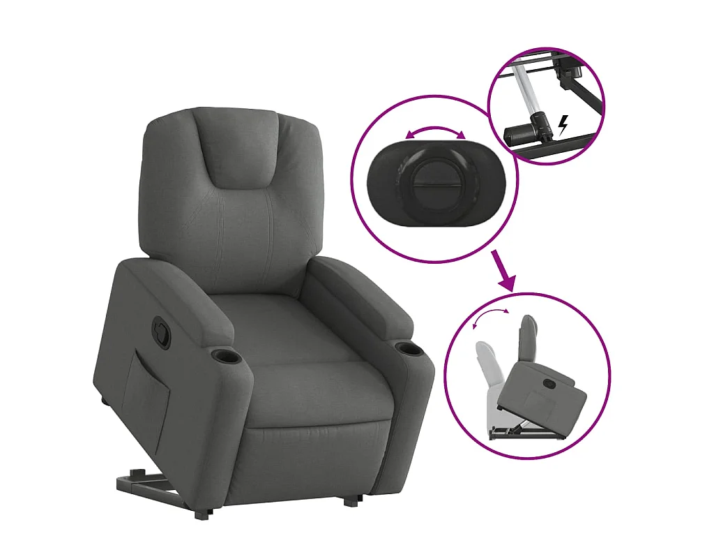 Fauteuil inclinable Gris foncé Tissu