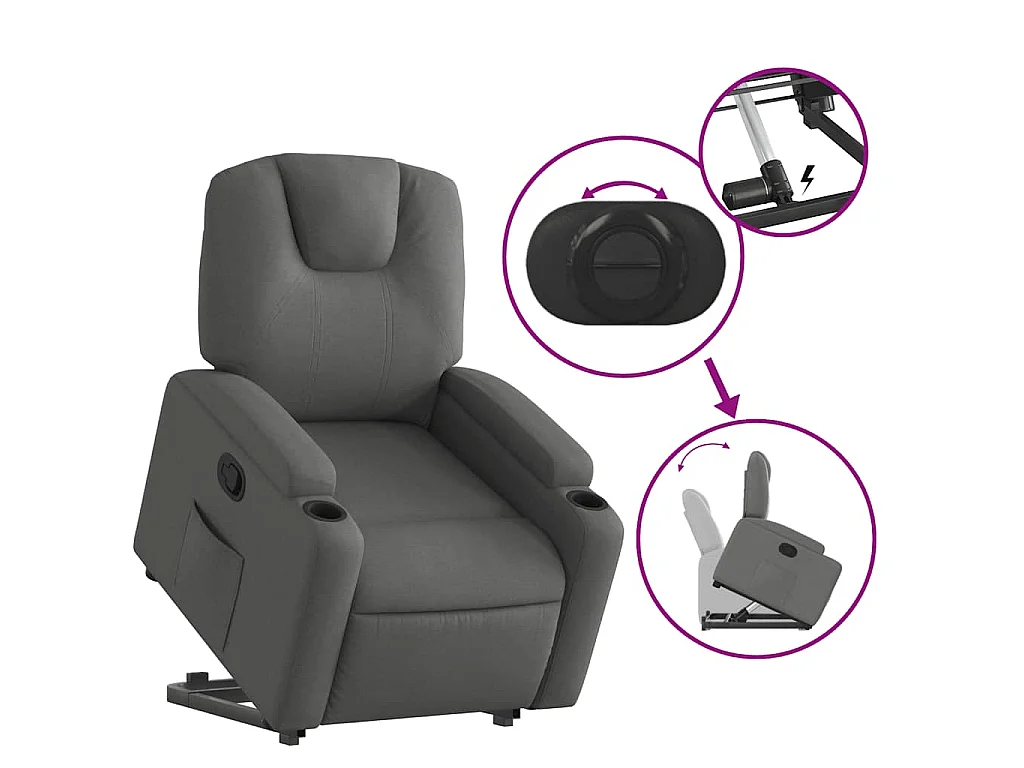 Fauteuil inclinable Gris foncé Tissu