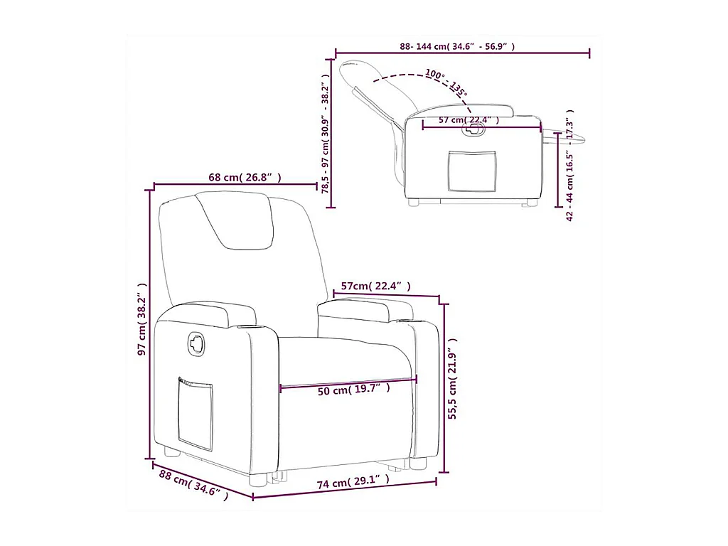 Fauteuil inclinable taupe tissu