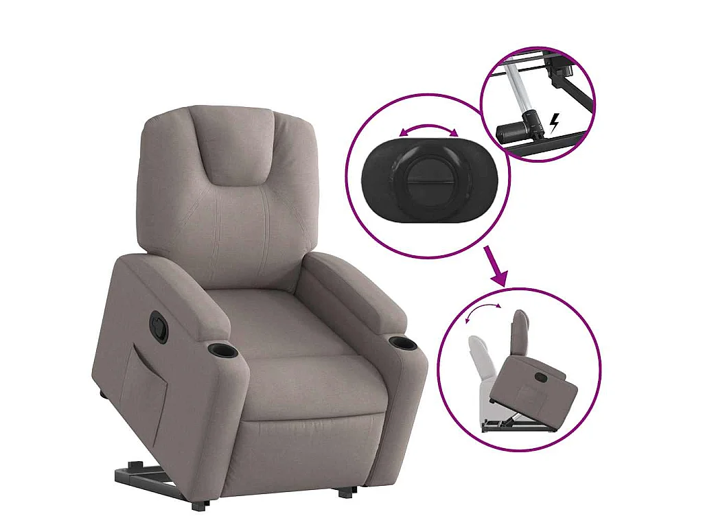 Sta-op-stoel verstelbaar stof taupe