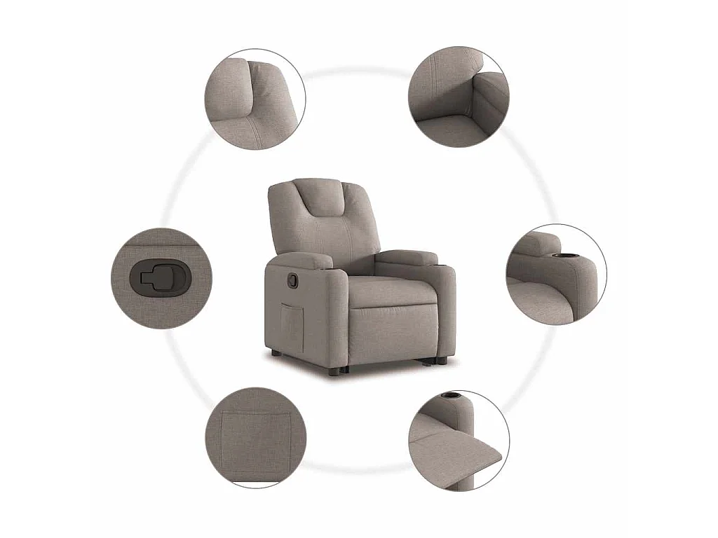 Sta-op-stoel verstelbaar stof taupe