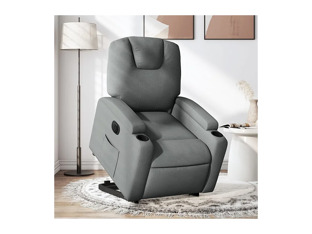 Sta-op-stoel elektrisch verstelbaar stof donkergrijs