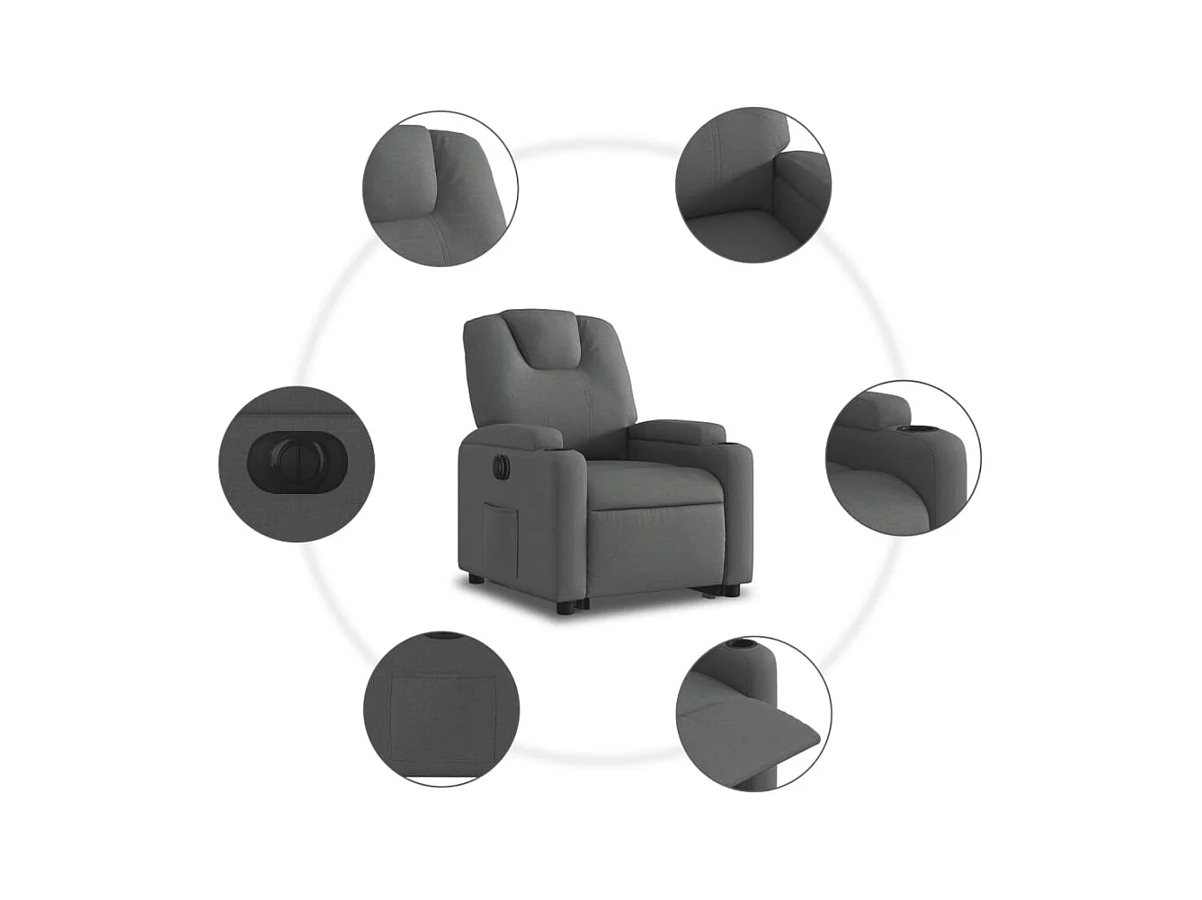 Fauteuil inclinable électrique gris foncé tissu