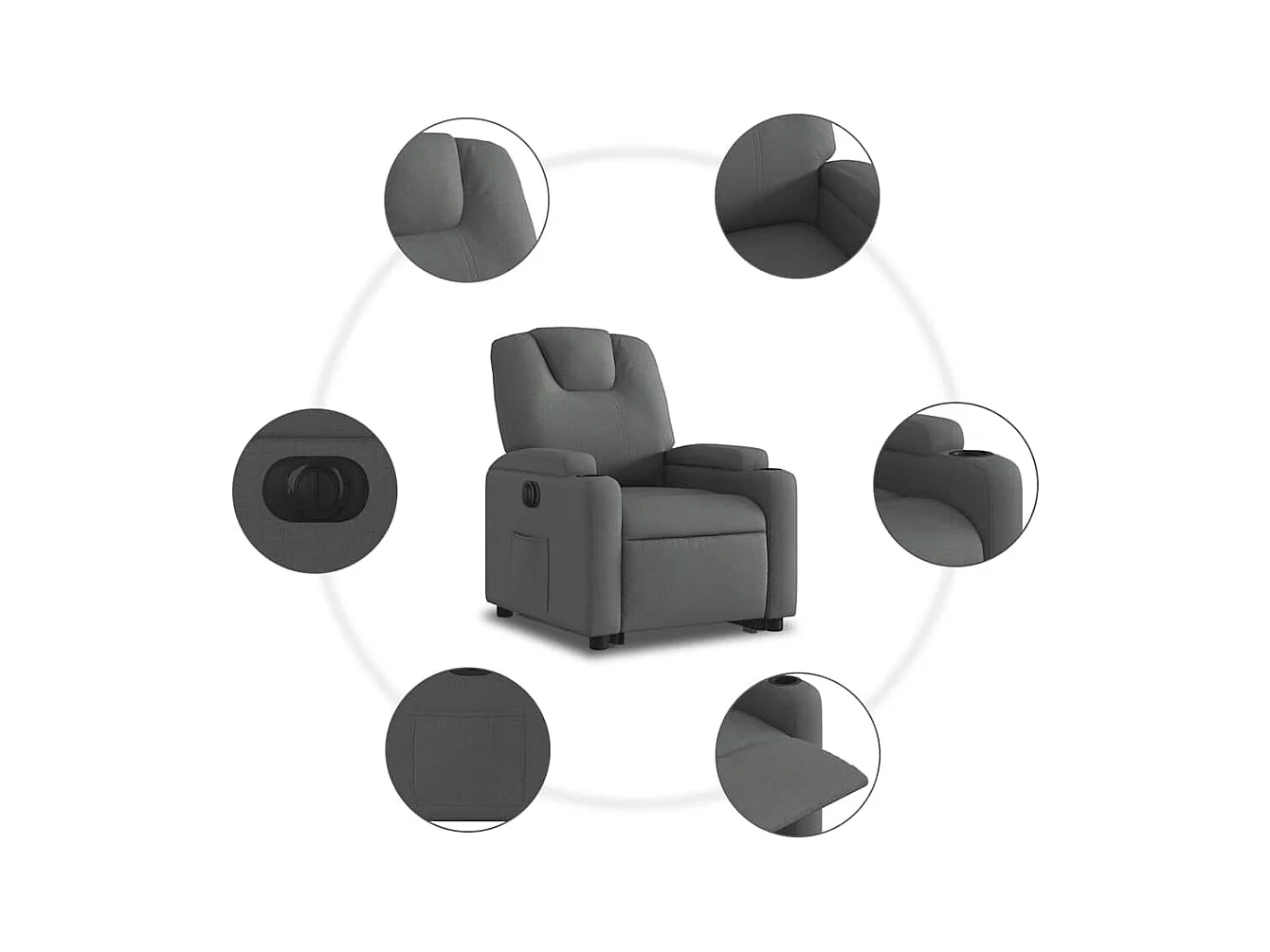 Fauteuil inclinable électrique gris foncé tissu