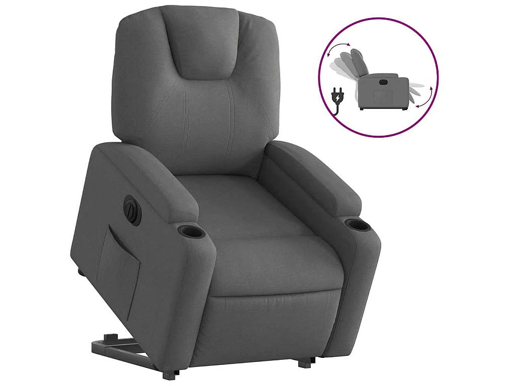 Fauteuil inclinable électrique gris foncé tissu