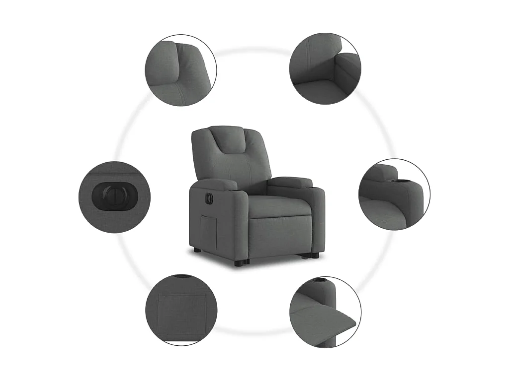 Fauteuil inclinable électrique gris foncé tissu