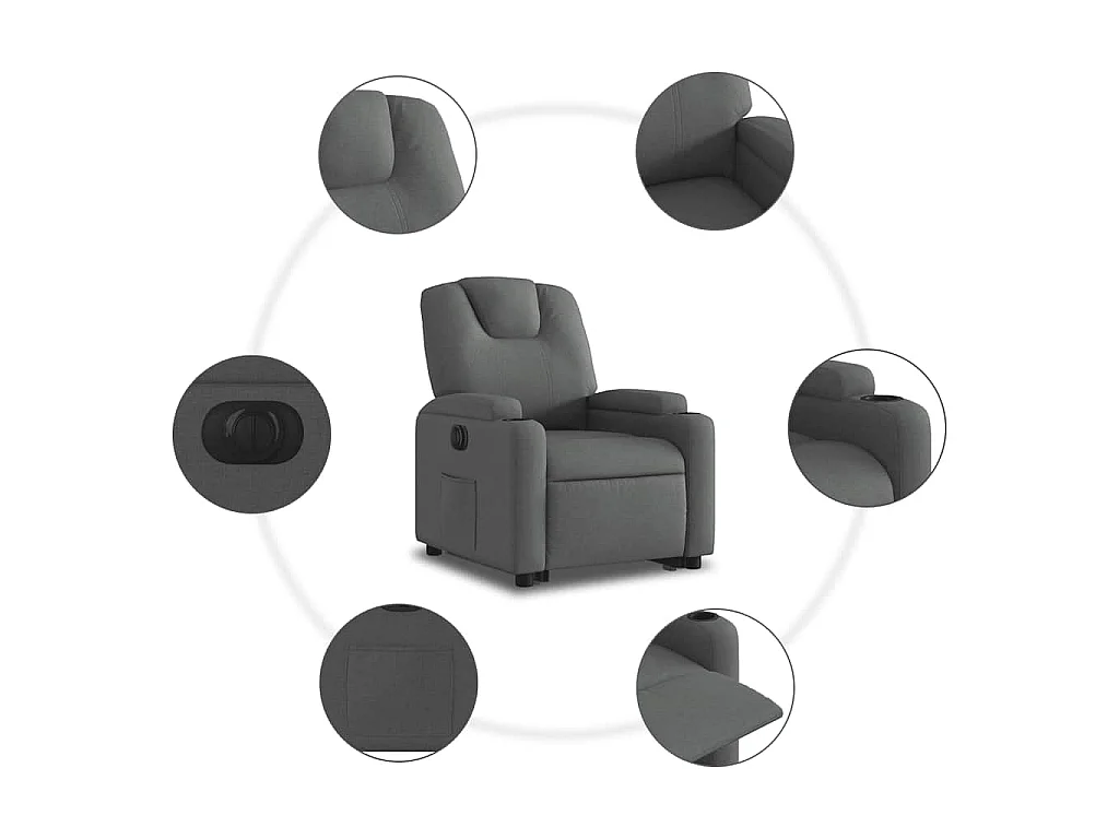 Fauteuil inclinable électrique gris foncé tissu