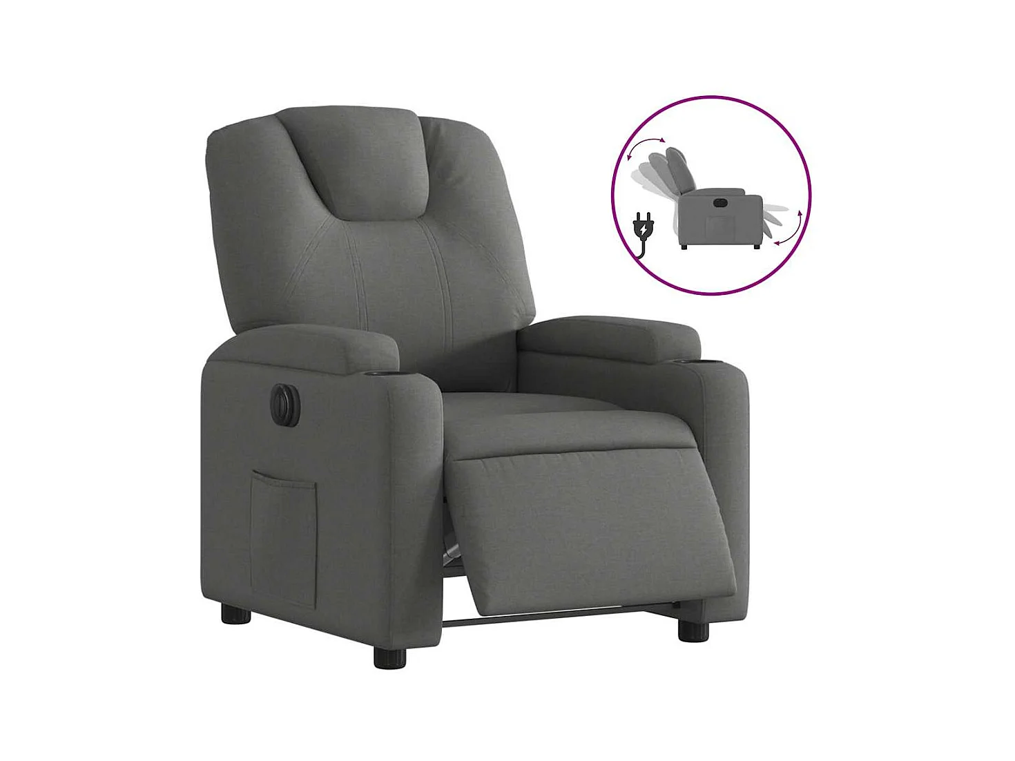 Fauteuil inclinable électrique Gris foncé Tissu