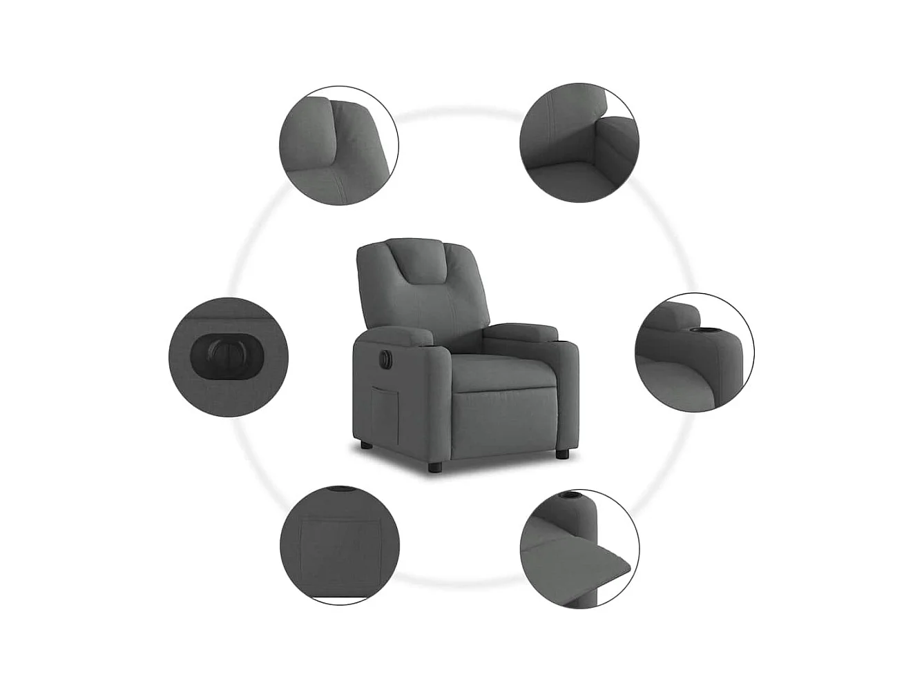 Fauteuil inclinable électrique Gris foncé Tissu