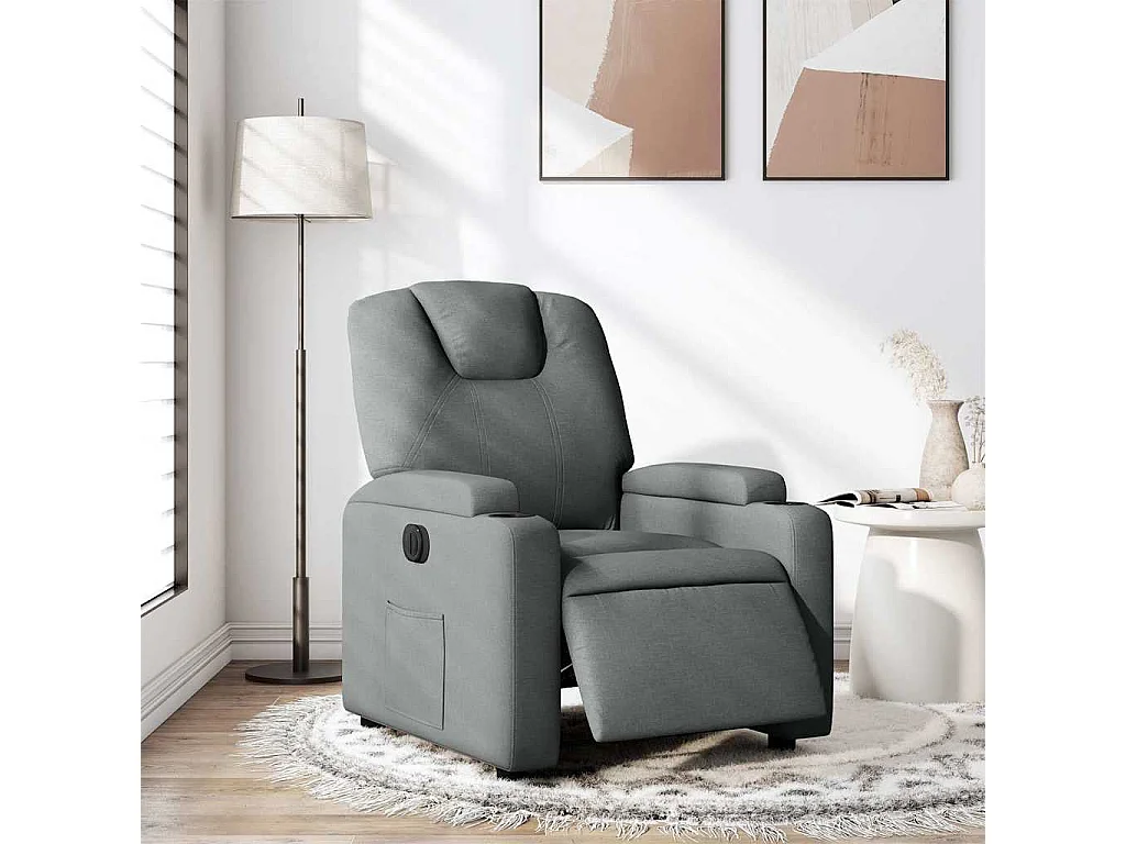 Poltrona Elettrica Reclinabile Grigio Scuro in Tessuto