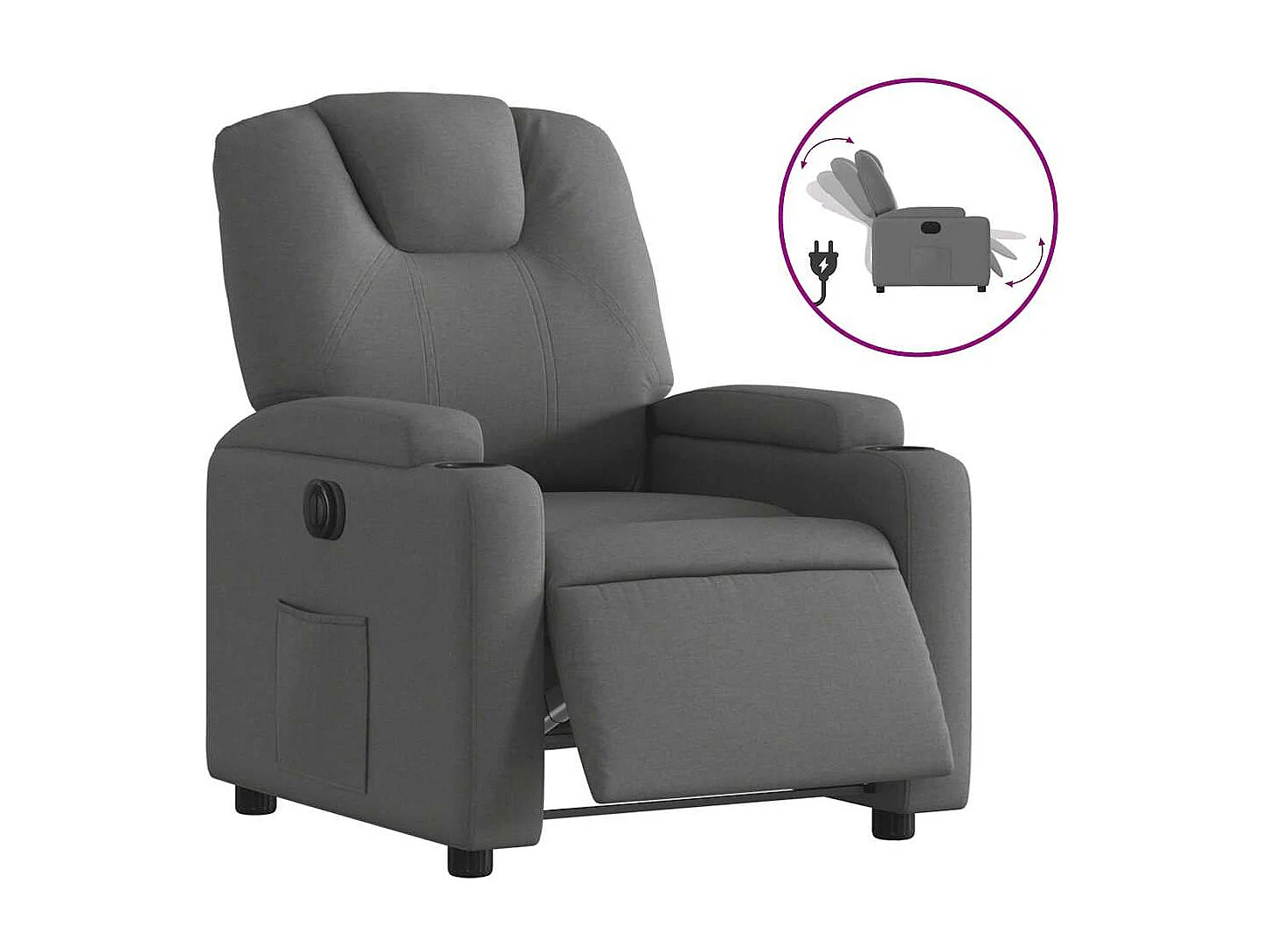 Fauteuil inclinable électrique Gris foncé Tissu