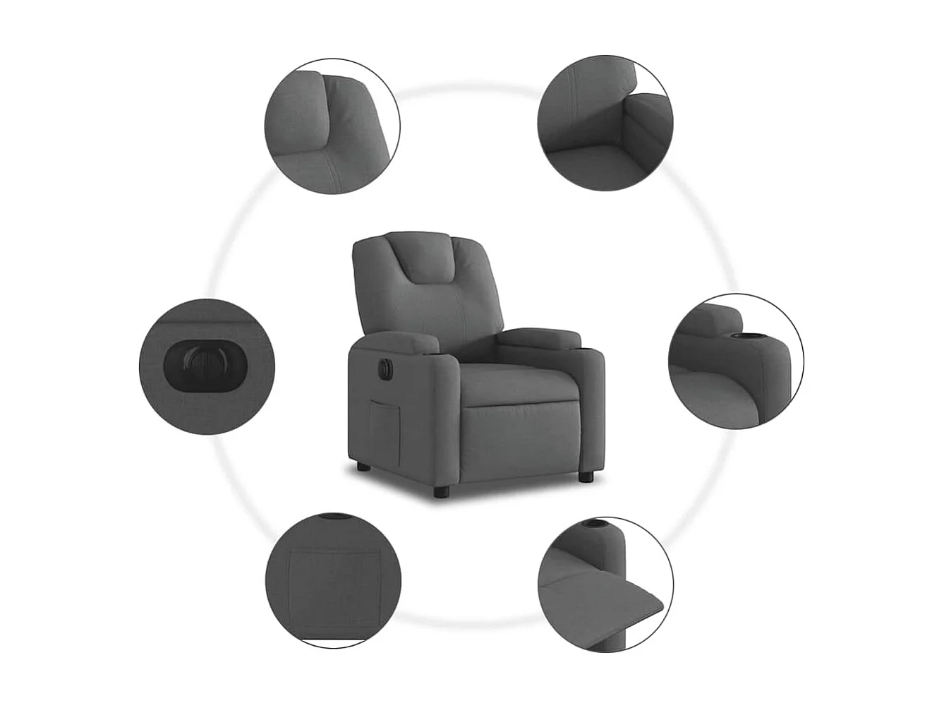 Fauteuil inclinable électrique Gris foncé Tissu