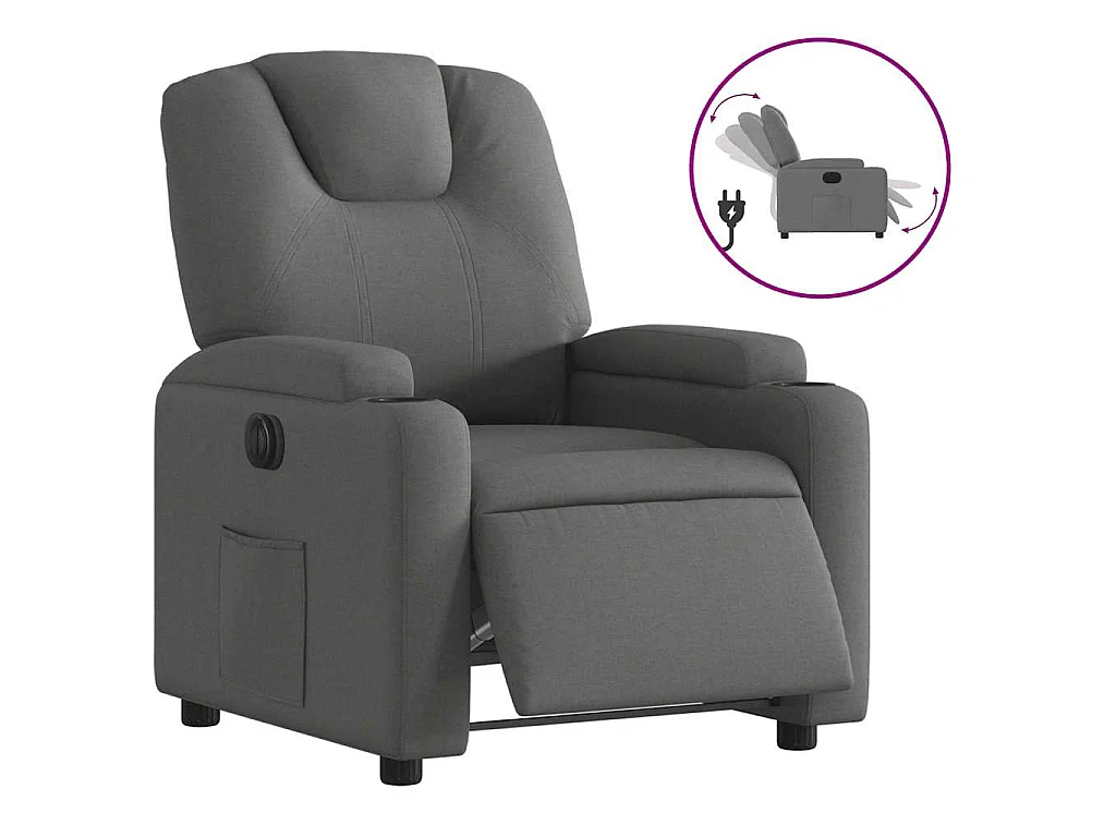 Fauteuil inclinable électrique Gris foncé Tissu