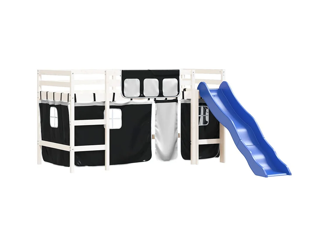 Lit mezzanine enfants avec rideaux sans matelas 90x190 cm