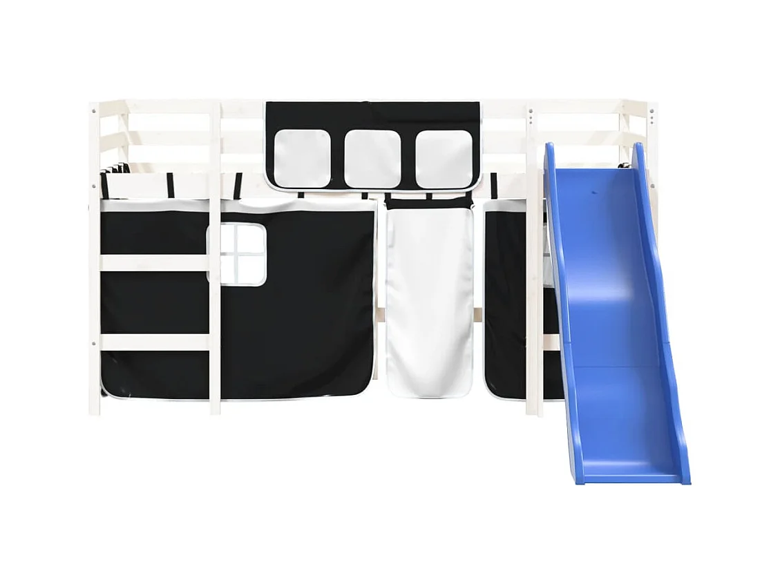 Lit mezzanine enfants avec rideaux sans matelas 90x190 cm