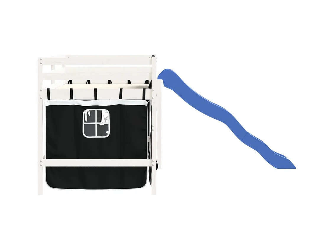 Lit mezzanine enfants avec rideaux sans matelas 90x190 cm