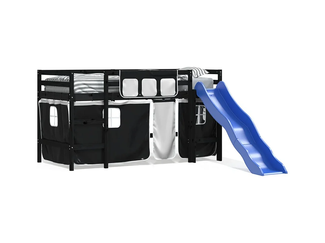 Lit mezzanine pour enfants avec rideaux sans matelas 80x200 cm