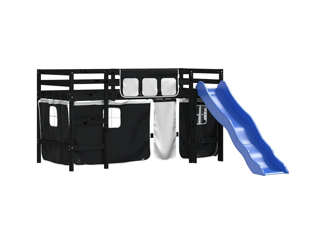 Lit mezzanine pour enfants avec rideaux sans matelas 80x200 cm