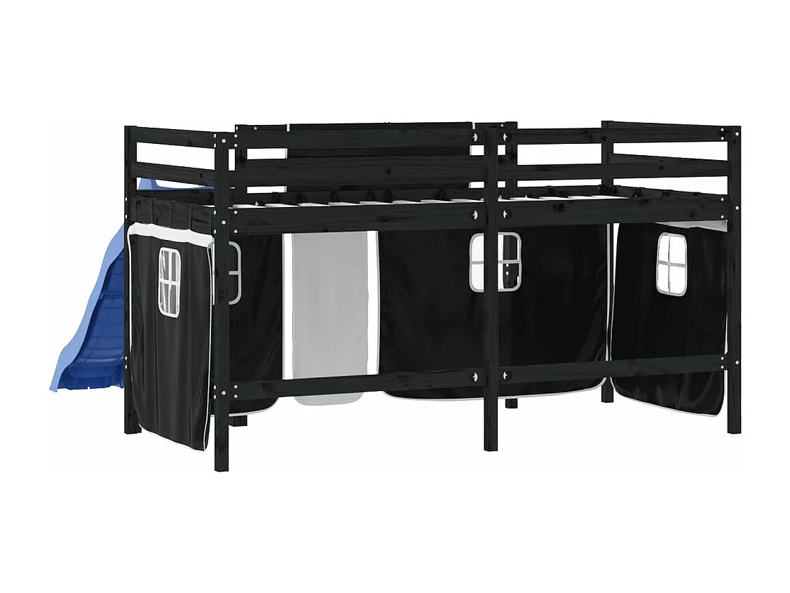 Lit mezzanine pour enfants avec rideaux sans matelas 80x200 cm