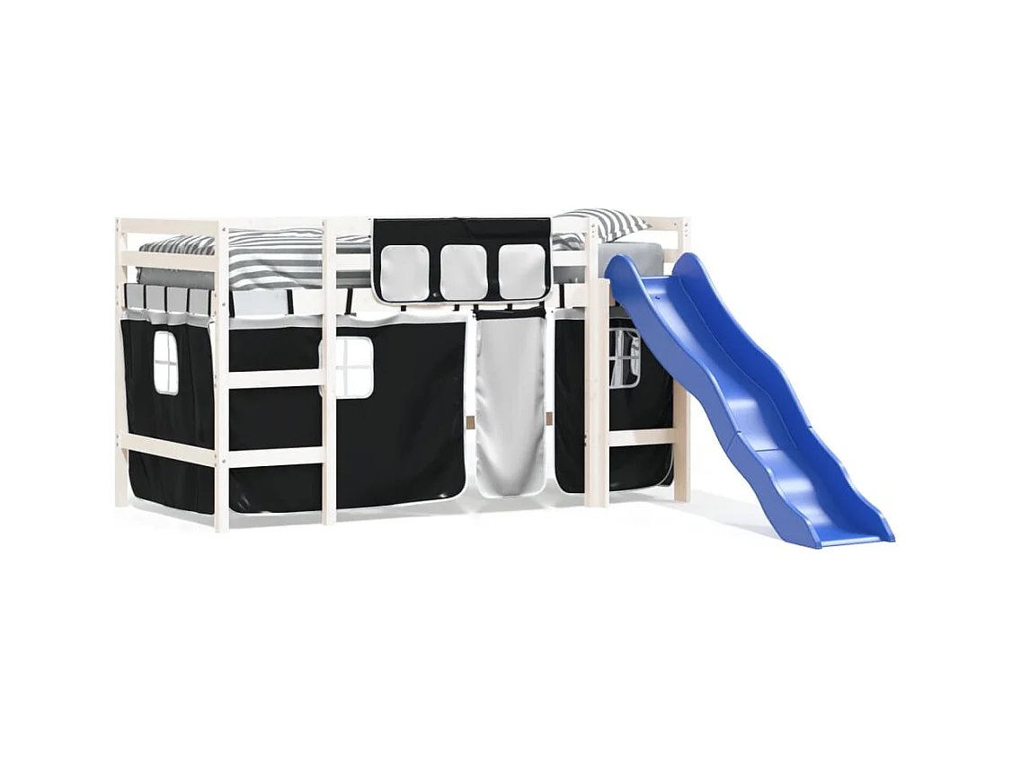 Lit mezzanine pour enfants avec rideaux sans matelas 80x200 cm