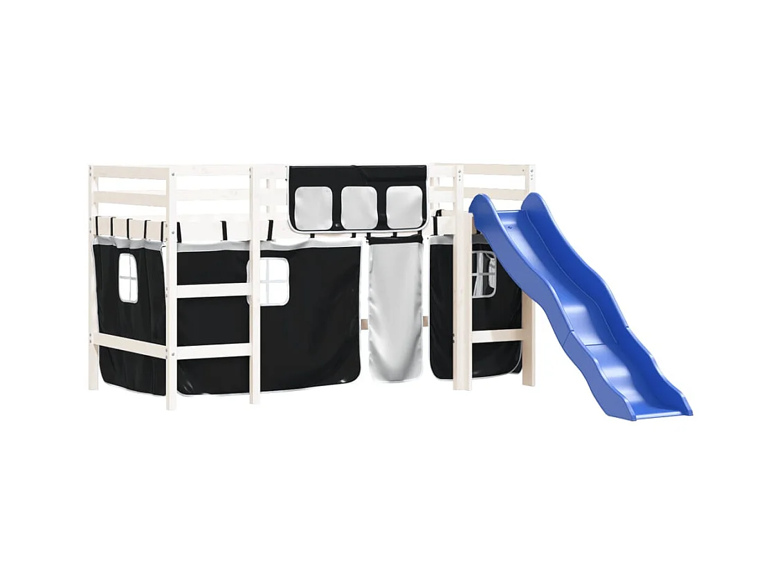 Lit mezzanine pour enfants avec rideaux sans matelas 80x200 cm