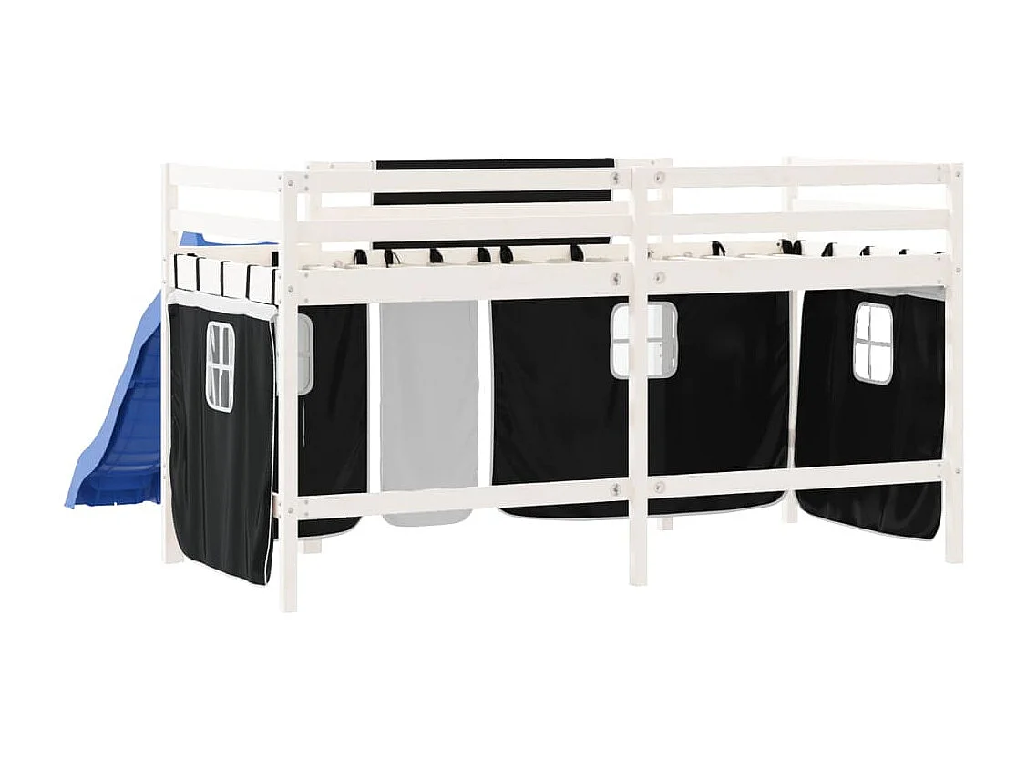 Lit mezzanine pour enfants avec rideaux sans matelas 80x200 cm