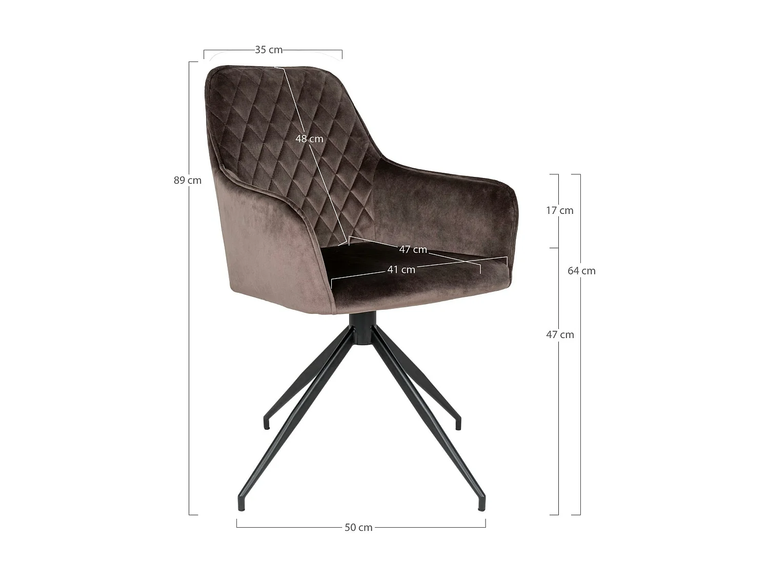 Chaise pivotante en velours taupe avec accoudoirs (lot de 2) SAVONE