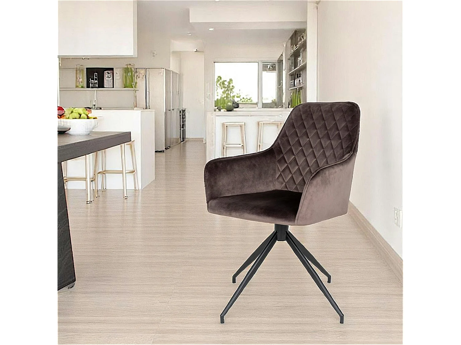 Chaise pivotante en velours taupe avec accoudoirs (lot de 2) SAVONE