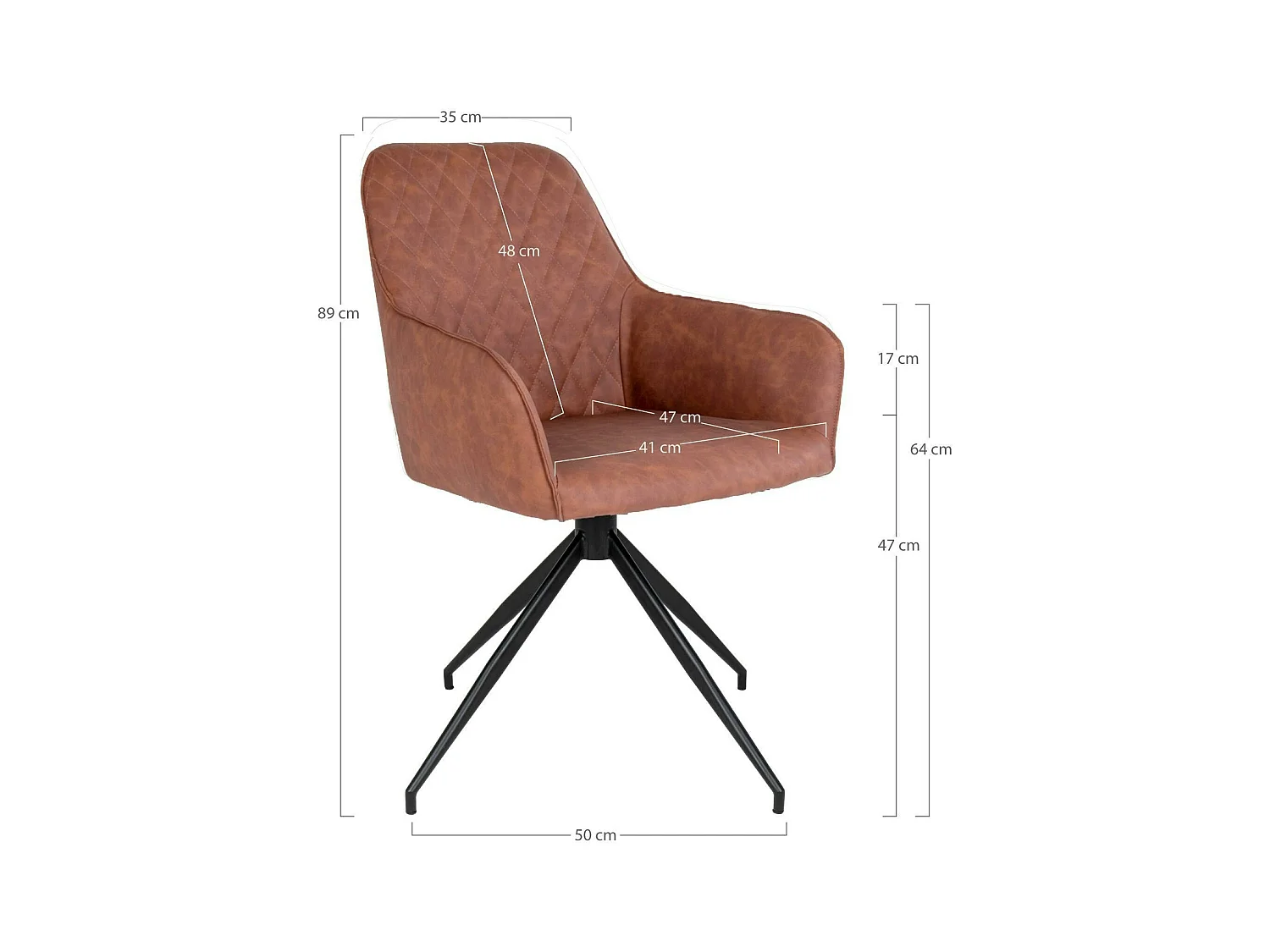 Chaise pivotante marron avec accoudoirs (lot de 2) SAVONE