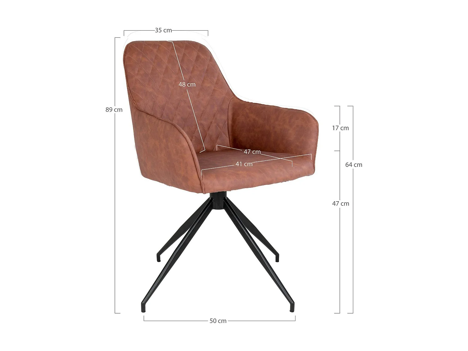 Chaise pivotante marron avec accoudoirs (lot de 2) SAVONE