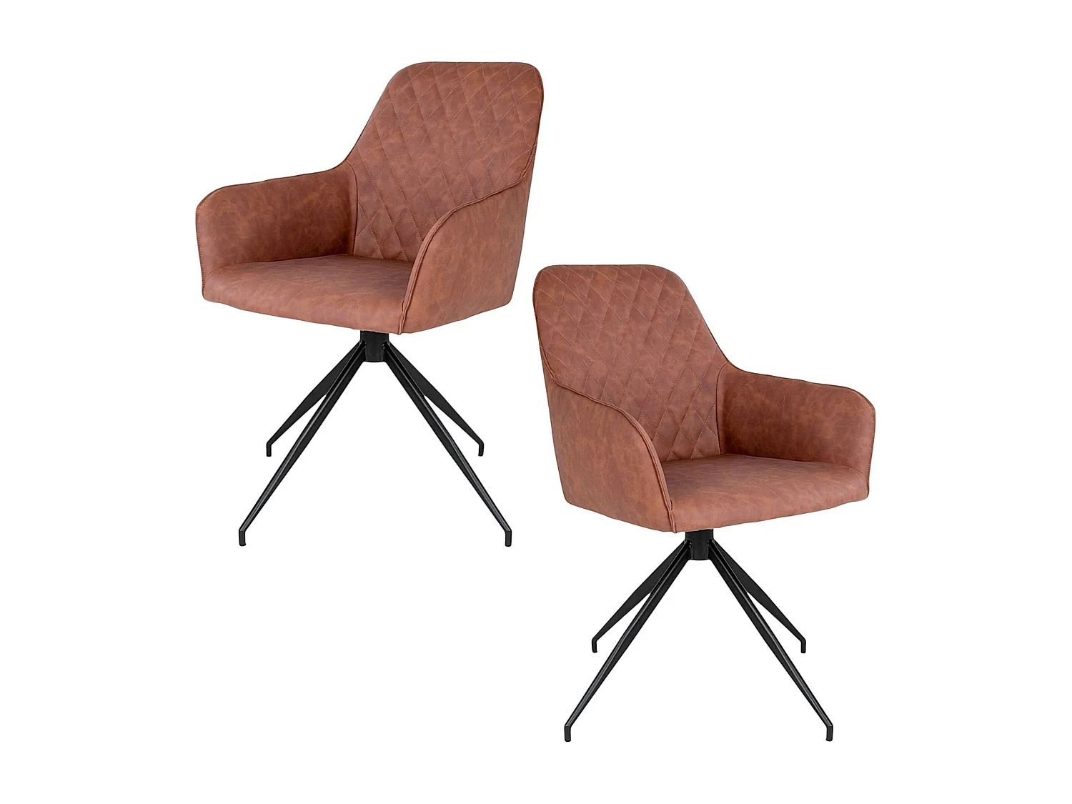 Chaise pivotante marron avec accoudoirs (lot de 2) SAVONE